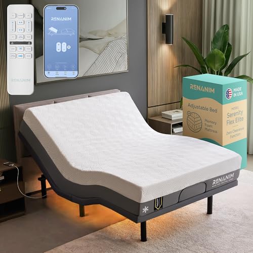 Renanim SFE Adjustable Bed with Mattress & Massage, Full Adjustable