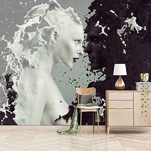 Figures abstraites en noir et blanc pour agrandir un mur de salon
