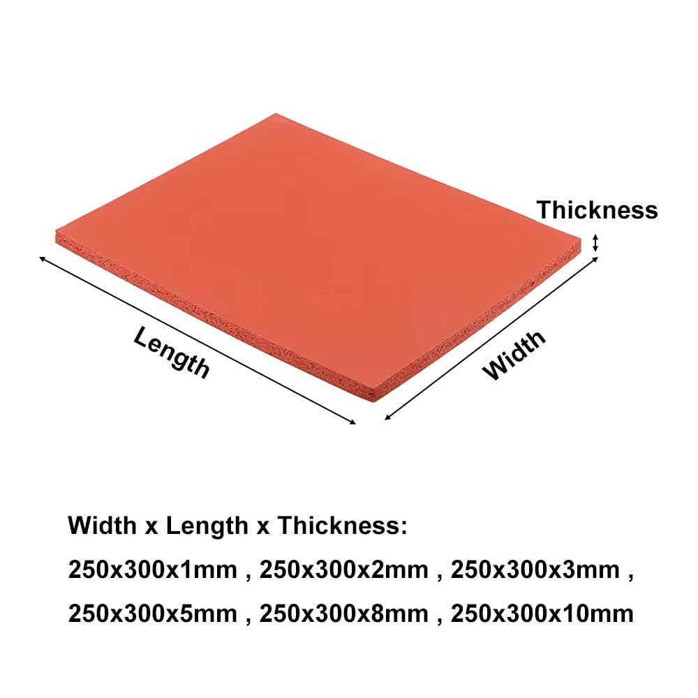 Placa De Espuma De Silicona Roja Resistente A Altas Temperaturas (-60°C~260°C) - 1 Unidad, 250x300mm. Almohadilla De Presión Con Buena Elasticidad For Uso Aeronáutico E Industrial(250x300x10mm)