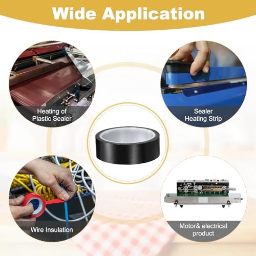 Image of PATIKIL High Temperature PTFE Tape 1-3 /16 Inch x 33 Feet PTFE Coated Fiberglass Adhesive Tape for Vacuum Sealer Machines Hand-Impulse Sealers Insulation, Black