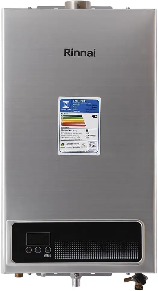 Rinnai E15-15 litros GLP Prata - Aquecedor de Água a Gás Digital REU-E150 FEH