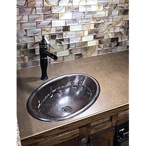 19" Oval Copper Bath Sink with BARB WIRE Design with Daisy Drain 19 Oval Copper Bath Sink with BARB WIRE Design with Daisy Drain