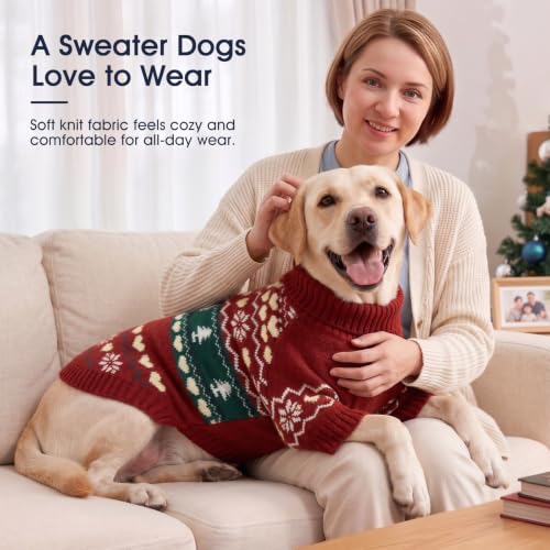 Image of IECOii Dog Sweater for Small & Medium Dogs, Warm Christmas Dog Turtleneck,L