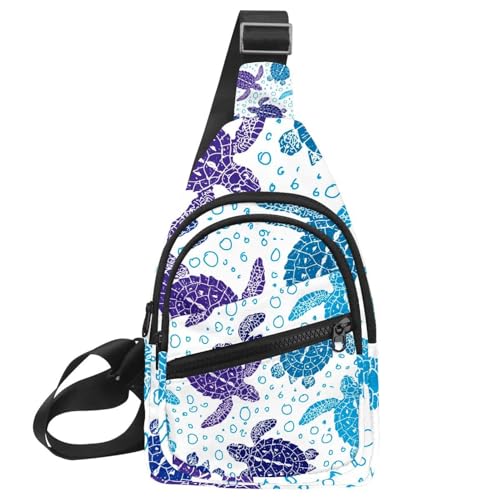 Bolso bandolera de sarga, ligero y resistente con estampado de tortuga marina
