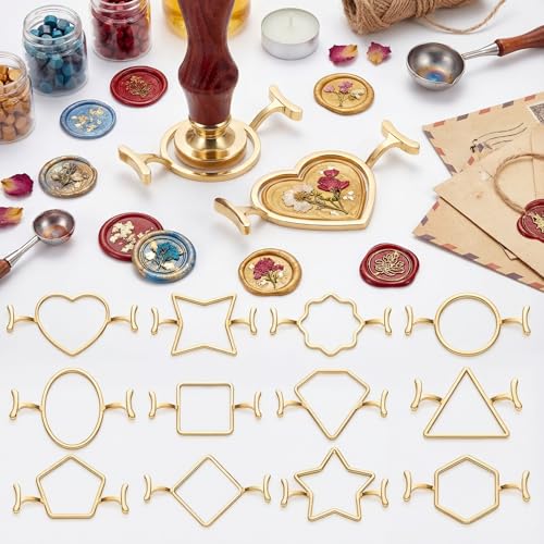 Tessco for you 12 Pcs Metal Wax Seal Mold for 1 Inch Wax Seal Stamp and Silicone Mat Kit for Gift Wrapping DIY Thank You Card Craft Wedding Invitations Envelopes Wine Packaging