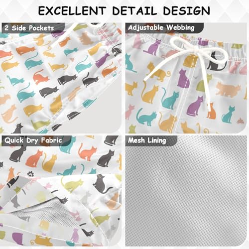 Boys Swim Trunks with Pockets and Quick Dry Fabric,Cute Cat Kids Swimwear Boy Swimsuit 5T3