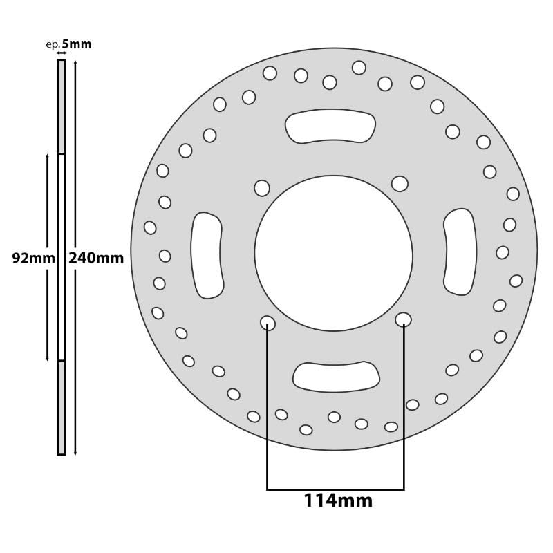 cyclingcolors Disco de freno para motocicleta, scooter y ciclomotor compatible con yamaha 125 250 xmax Trasero 240 mm x 92 mm 4 orificios 1B9-F582W-01-00