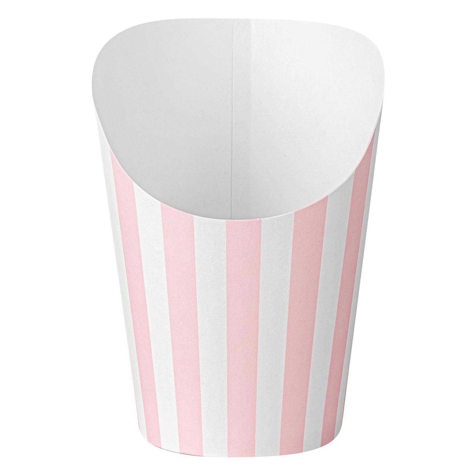 Restaurantware Bio Tek - Recipientes para patatas fritas de 12 onzas, 100 vasos desechables para charcutería, diseño inclinado, redondos, a rayas, para papas fritas o palomitas de maíz