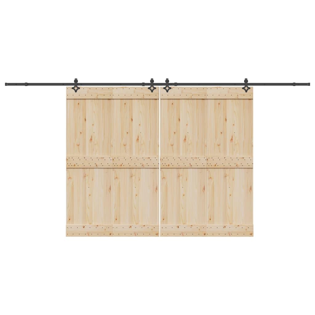 Juego de herrajes para puerta corredera de acero con recubrimiento en polvo de 427 cm de longitud con tope y ruedas para puertas de granero, soporta hasta 100 kg, adecuado para puerta de casa