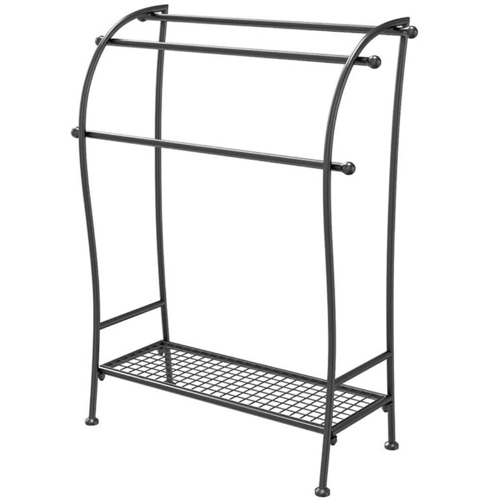Freestanding Towel Rack Bedroom 3-Tier Towel Shelf With Storage Rack Metal Freestanding Blanket For Bathroom Washcloths Holder Stand(Black)