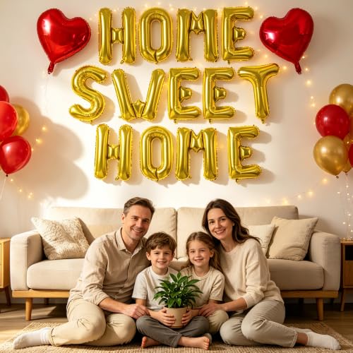 Image of TONIFUL 16 Inch Gold HOME SWEET HOME Letter Balloon Decor for Housewarming