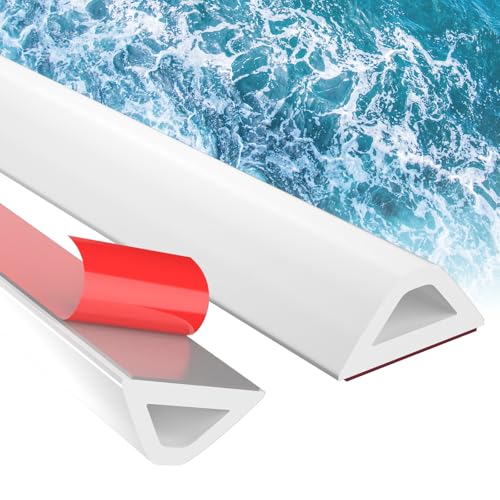 alophoty 100 cm Barrera Agua Ducha Silicona - Perfil Silicona Ducha Autoadhesiva, Borde Plato Ducha, Plegable, Impermeable, para Mampara de Ducha, Bañera, Lavabo, Encimera Cocina