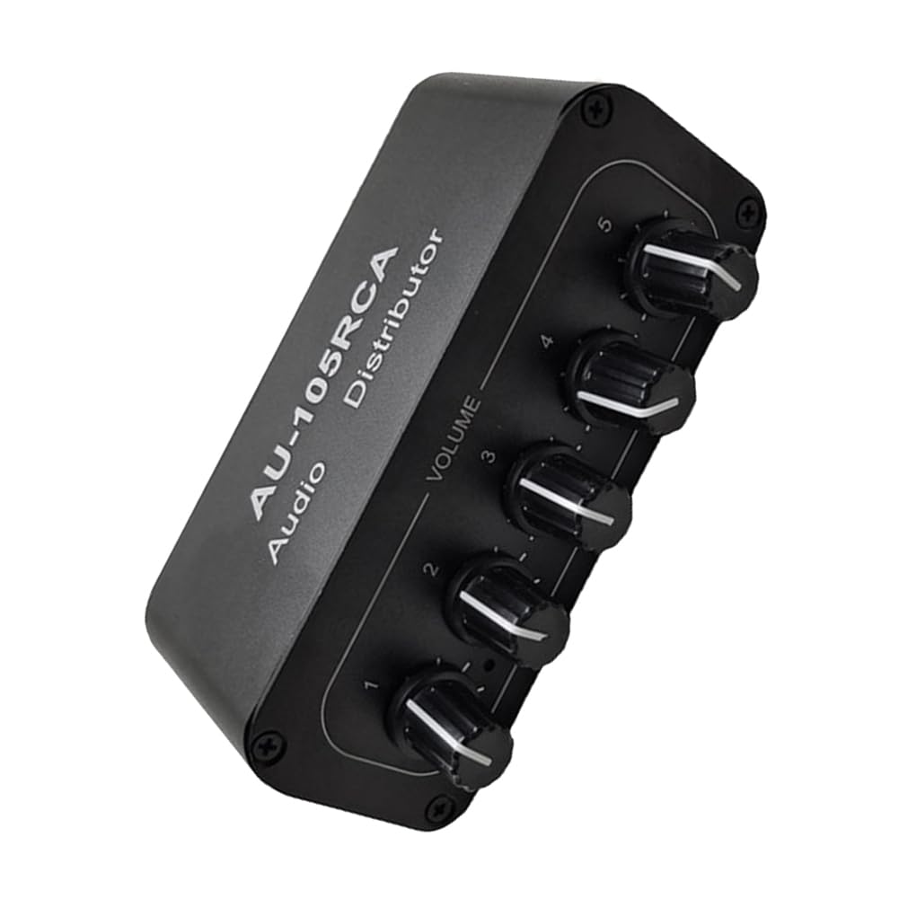 Répartiteur audio stéréo à 5 canaux avec 1 entrée et 5 sorties - Répartiteur pour amplificateur de puissance - Répartiteur audio actif - Durable - Installation facile - Utilisation facile