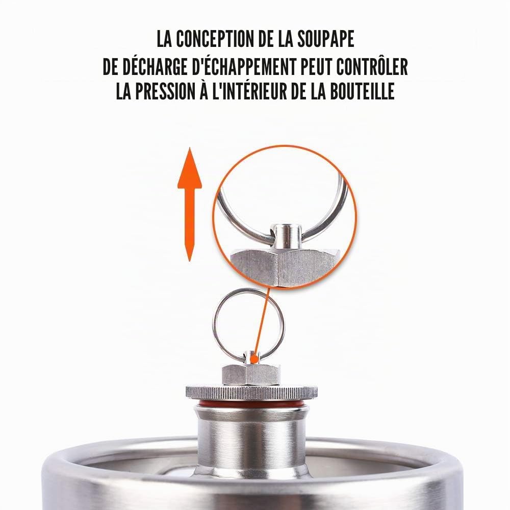 TMCRAFT - Mini fût en acier inoxydable de 2 litres - brasseur de bière portable avec soupape d'échappement - capuchon conçu pour garder les boissons fraîches
