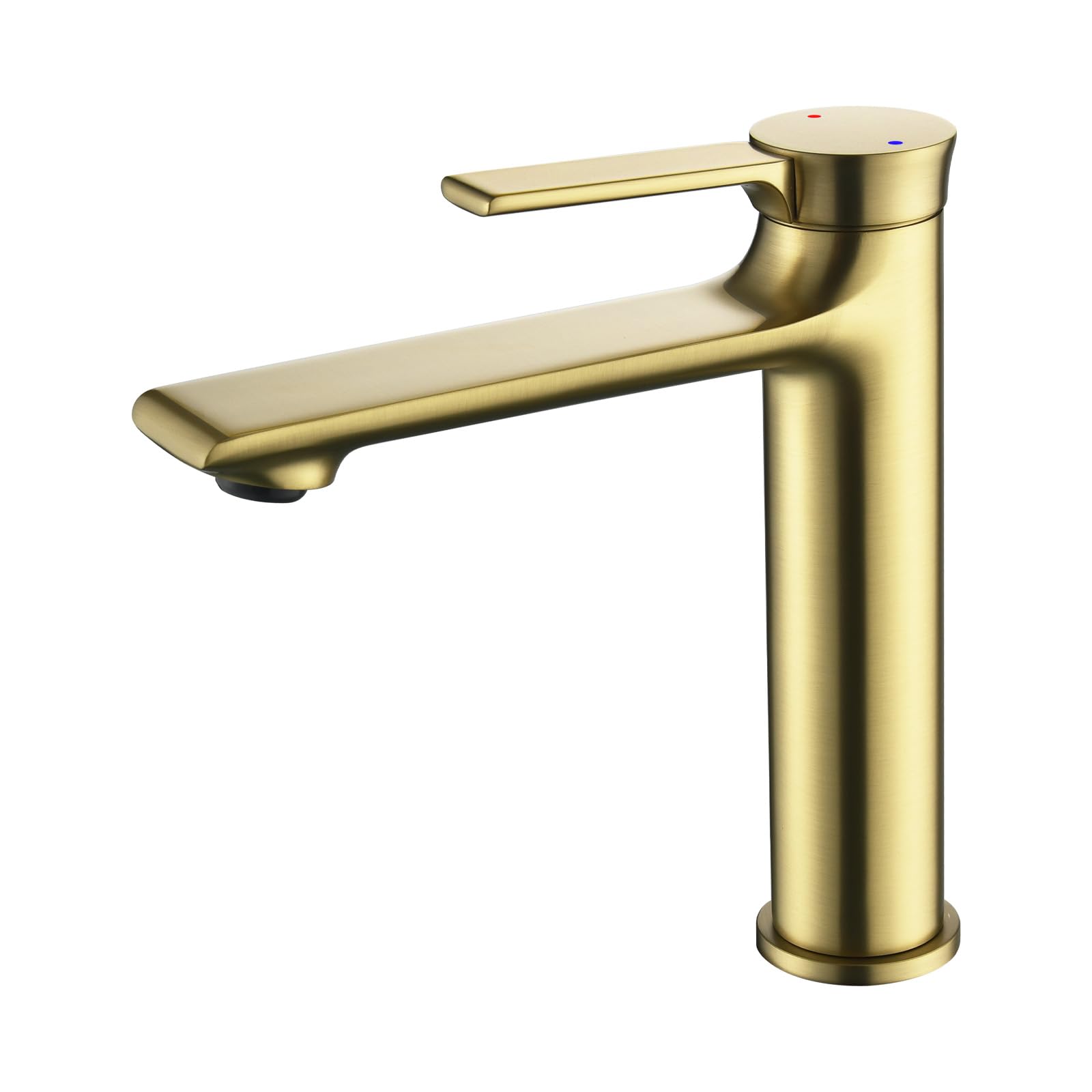 Grifo Lavabo,Grifo De Baño,Griferia Baño Caliente,Grifos Monomando Lavabo De Laton,Monomando,grifo De Lavabo,con Enlaces De Alimentación Flexibles Y Aireador (Oro cepillado, Bajo: 192 x 187 mm)