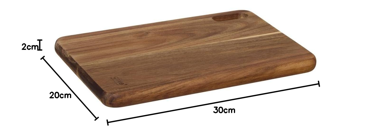 Tagliere In Legno Di Acacia 30x20x2 Cm 5Five – Accessorio Da Cucina Con Manico Ergonomic, Per Frutta E Formaggi, Uso Giornaliero
