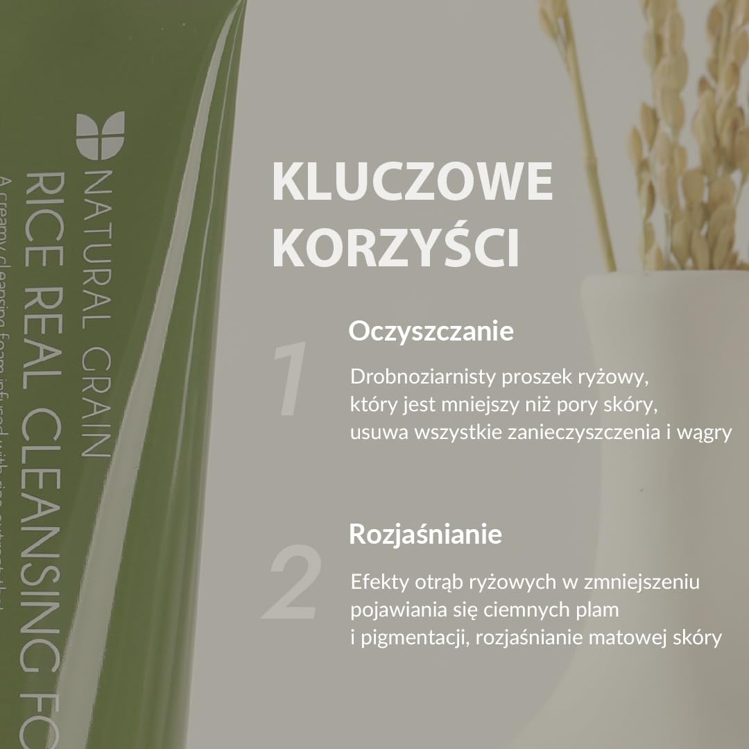 MIZON] RICE REAL CLEANSING FOAM (150 ml), koreańska pielęgnacja skóry – Delikatny złuszczający płyn do mycia twarzy z ekstraktem z ryżu, promienna skóra, oczyszcza pory i wygładza cerę, dla tłustych i