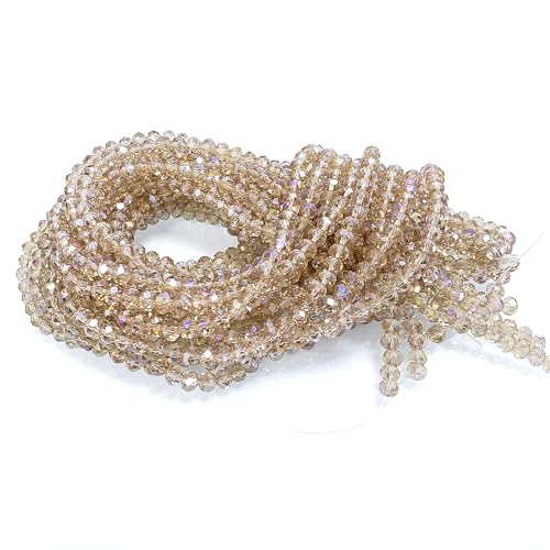 Image of 2mm Rondelle Glass Beads for Jewelry Making, Faceted Briolette Crytal Spacer Beads for Bracelet Necklace Earring, Silver Champagne 1200pcs