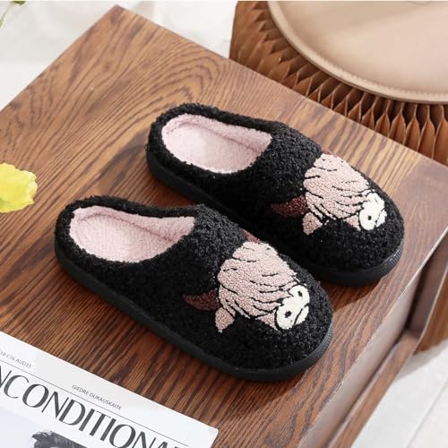 Image of Highland Cow Slippers for Women Plush Scottish Highland Cow Animal Slippers Warm Non Slip Home Indoor Slippers