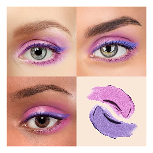 Tsuvimi New 2 In 1 Eyeshadow Stick, High Pigmented Cream To Powder Eyeshadow, No Crease, Long Lasting, Blendable, Water And Oil Resistant, Easy To Use (Shimmer Pink And Violet) #TOP2
