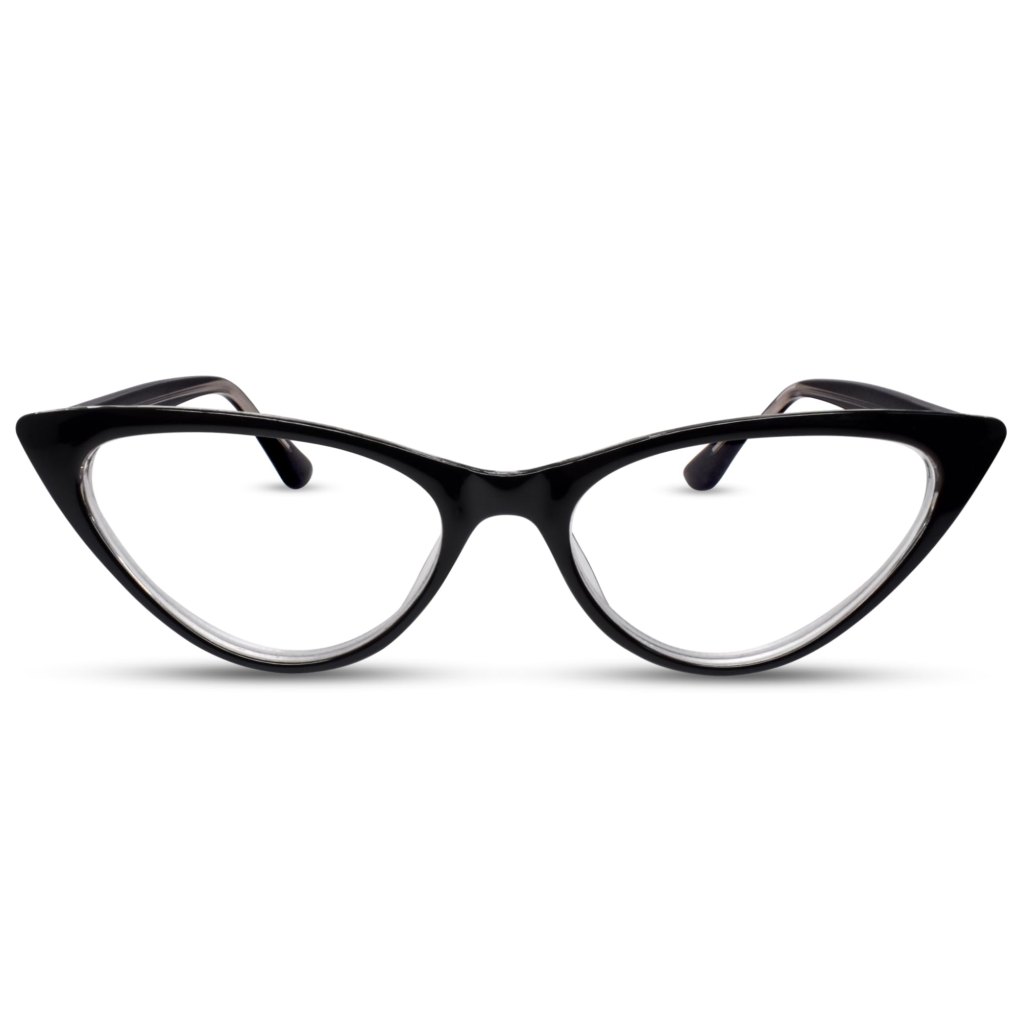2SeeLife Small Cat Eye Reading Glasses for Women – Narrow-Medium Fit, Sturdy Frame, Spring Hinges, Premium Funky Readers, Black, +2.50