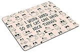 Wasach Mouse Pad - Funny Coworker Present, Office Desk Accessories, Pink, Cute - I Work Hard So My Cat Can Have Nice Things - Image 4