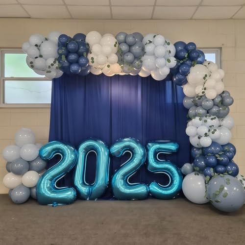 Image of Dusty Blue Balloons Denim Pastel Light Blue White Balloons Retro Jean Slate Haze Fog Pale Balloon Set for Kids Boys Baby Shower Bridal Birthday Wedding Gender Reveal Graduation Party Decorations