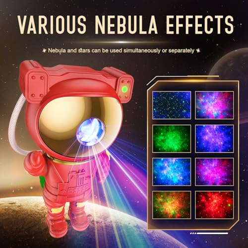 Image of Christmas Light Projector Indoor - Red Astronaut Galaxy Projector, Festive Holiday Decor, Romantic Lights for Bedroom, Unique Christmas Gift with Remote & Timer