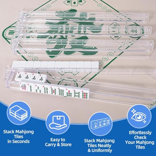 Juego de 4 Soportes de Mahjong Acrílico Transparente miniatura 3