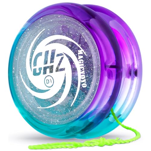 MAGICYOYO Toys Looping Yo-Yo, D1 Responsive Beginner Yoyo with Strings, Plastic Yoyo Great for String Tricks for Advance Players to Perform Like Pros + Extra 3 Strings -Glitter Crystal Green Purple
