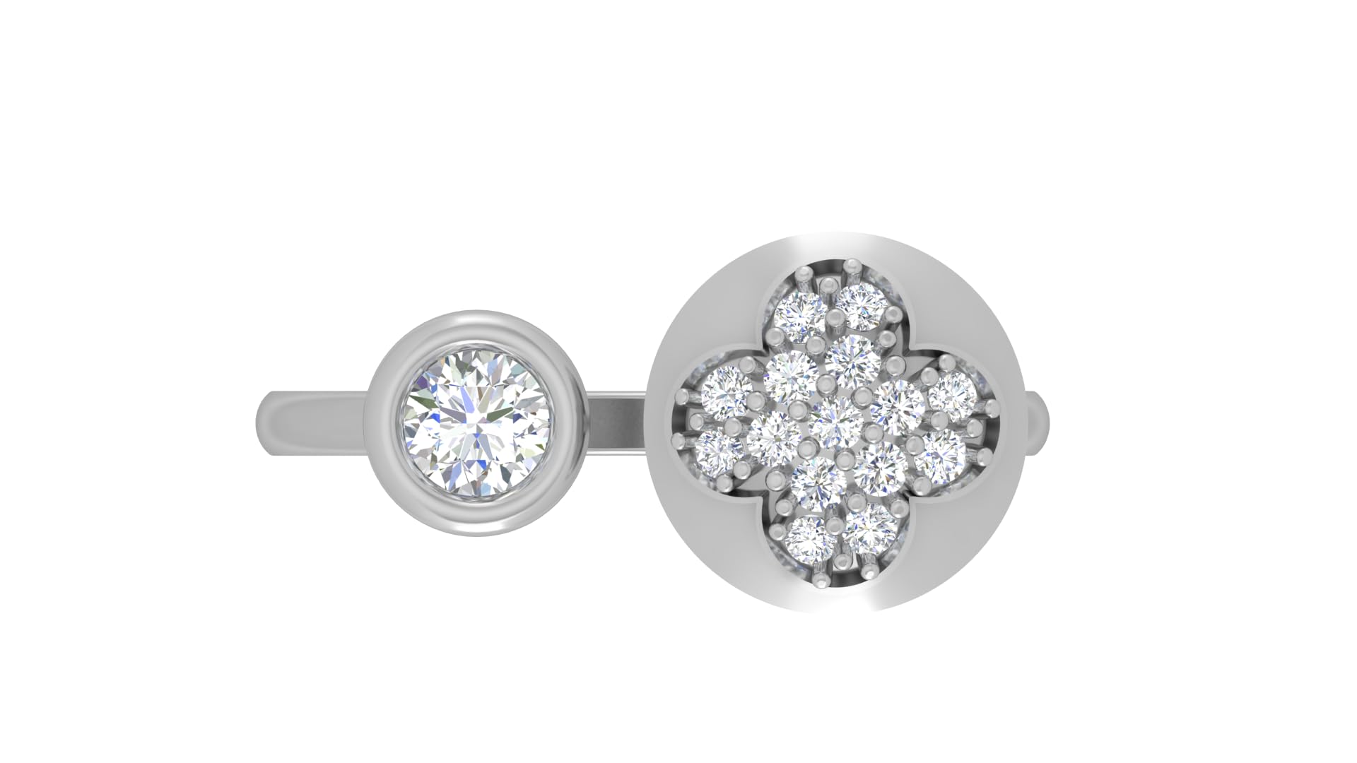 CARBON CUBE 0.42 CTTW Round Cut Lab Grown Diamond Engagement Ring For Women, You and Me Style Bezel Setting Valentine Ring For Women In 14K Rose Gold