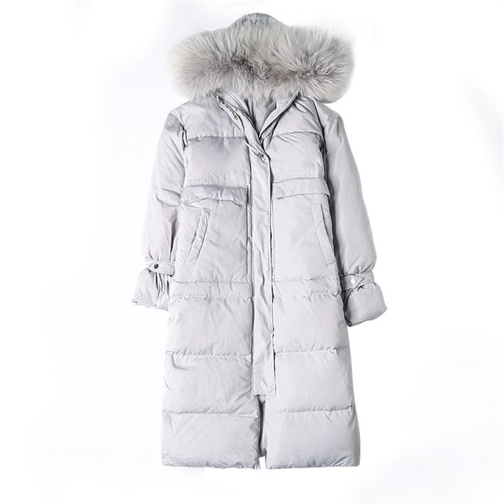 Veste doudoune mi-longue décontractée à capuche amovible et coupe ample - 6