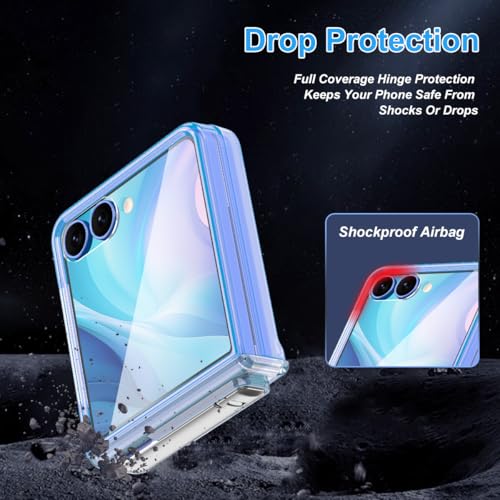 Shecaset for Galaxy Z Flip 7 Case,[Compatible with MagSafe][Built-in Screen Protector][Kickstand][Hinge Protection],Hard PC Slim Fit Shockproof Protective Case for Samsung Galaxy Z Flip 7,Sky Blue - image 5