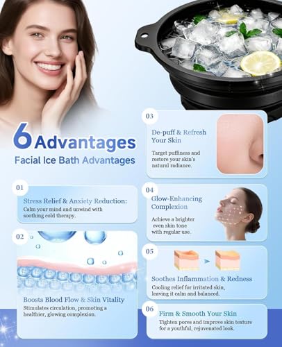 Image of Face Ice Bowl | Ice Cube Tray for Face Dip | Ice Dunk Bowl with Built-in Ice Tray | Collapsible Silicone Facial Ice Bath Bowl for Cold Plunge Therapy, Skin Tightening & Acne Relief