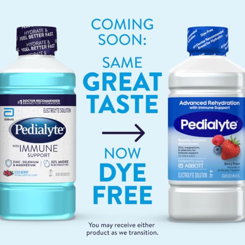 Image of Pedialyte with Immune Support Electrolyte Solution, Hydration Drink with Zinc, Selenium, and Magnesium, Iced Berry, 1 Liter, Pack of 4