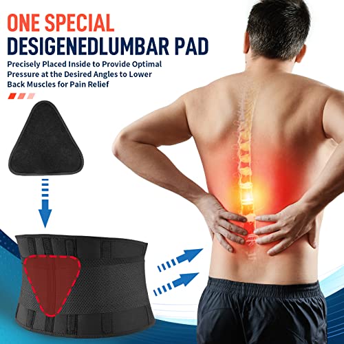 Image of FEATOL 4XL Lumbar Support Belt for Men Heavy Lifting Work, Back Brace for Lower Back Pain, Breathable Support Belt with Lumbar Pad for Scoliosis, Herniated Disc, Sciatica (Fit Size:63''-68.9'')