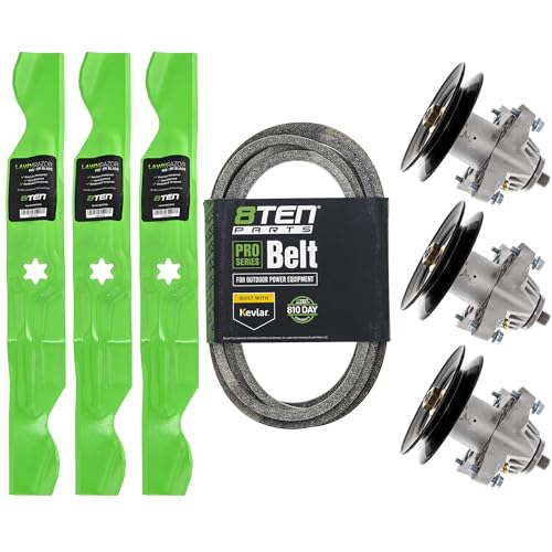 8TEN Spindle Belt Blade Kit for 50 inch Deck MTD Cub Cadet RZT Troy Bilt Mustang XP Zero Turn Mower