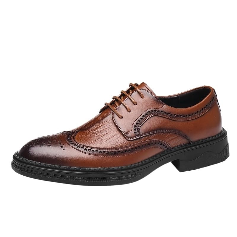 Men Lace Up Pointed Toe Wedding Leather Shoes Fashionable All-Match Classic Business Dress Shoes