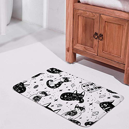 Tapis de bain en velours corail absorbant motif chat de sorcière - 3