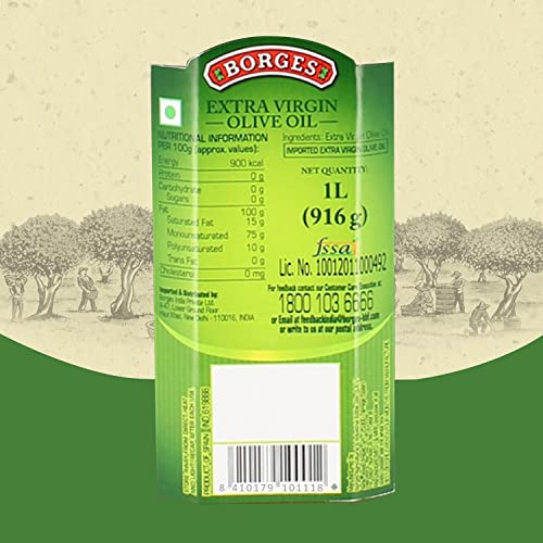 Image of Borges Extra Virgin Olive Oil - 1L PET |Unrefined & Cold Pressed Oil|Packed in Spain |75% MUFA | Rich in Antioxidants | Ideal For low heat cooking like sauteing & grilling, salad dressing (Pack of 3)