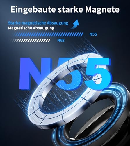 Gahenwo Handyhalterung Auto für MagSafe, Vakuum Magnetische Handy Halterung Auto 360° Drehbar Saugnapf Autohalterung, Faltbar Handy KFZ Halterungen mit Magnetring für alle Smartphones