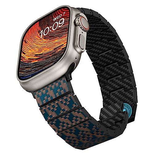 PITAKA Carbon Fiber Watch Band for Apple Watch Series 8/Ultra/6SE/5/4/3/2/1, Unisex, 7.5in Length...