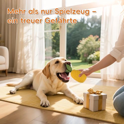 FuntasticFinds Ananas Hundespielzeug für Aggressive Kauer, Unzerstörbares Kau-Spielzeug mit Quietscher für Große Hunde – Langlebiges Gummispielzeug für Welpen-Zahnung & Interaktives Spiel
