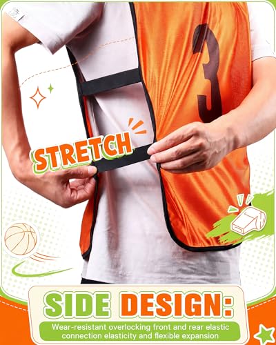 Image of Yahenda 24 Pcs Sports Pinnies Soccer Scrimmage Practice Vests Numbered Soccer Team Pennies with Belt for Adult