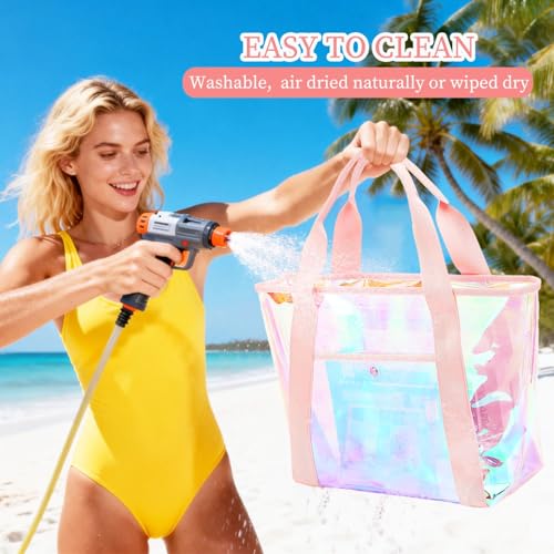 Image of Fammart Clear Bags 12x6x12 Stadium Approved, Jelly Tote Bag for Women with Zipper for Beach Sports Concerts Work