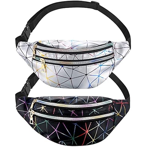 2 Piezas Riñoneras de Mujer Holográficas Impermeables Cover