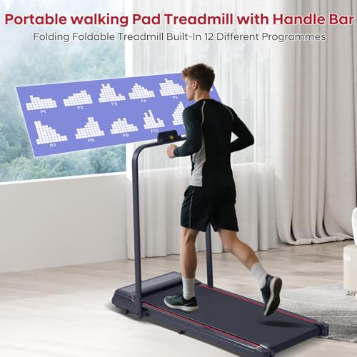 walking pad with handle bar 30hp walking pad treadmill with handles 3 in 1 portable under desk treadmills for home small space foldable folding home treadmill with remote control 300lbs capacity