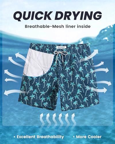 Image of maamgic Mens Slim Fit Swim Shorts Swim Trunks 7 inch Quick Dry Mens Bathing Suits with Mesh Lining
