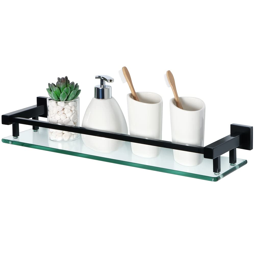 GTFDXJ Shower Caddy Creative SUS 304 Stainless Steel Bathroom Shelves Shower Glass Shelf Wall Mount Shower Caddy Bathroom