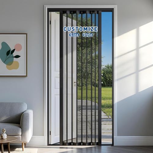 MAGZO Custom Upgraded Aluminum Retractable Screen Door with 2 Safety Locks